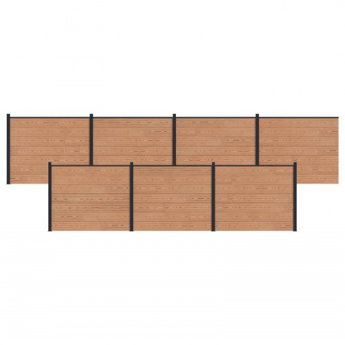 Hegnspanel 7 stk WPC og Aluminium Brun