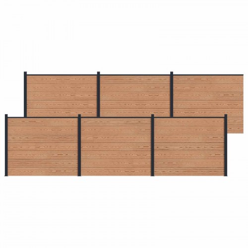 Hegnspanel 6 stk WPC og Aluminium Brun