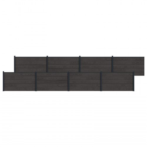 Hegnspanel 8 stk WPC og Aluminium Sort