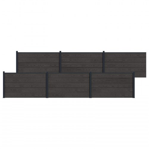 Hegnspanel 6 stk WPC og Aluminium Sort
