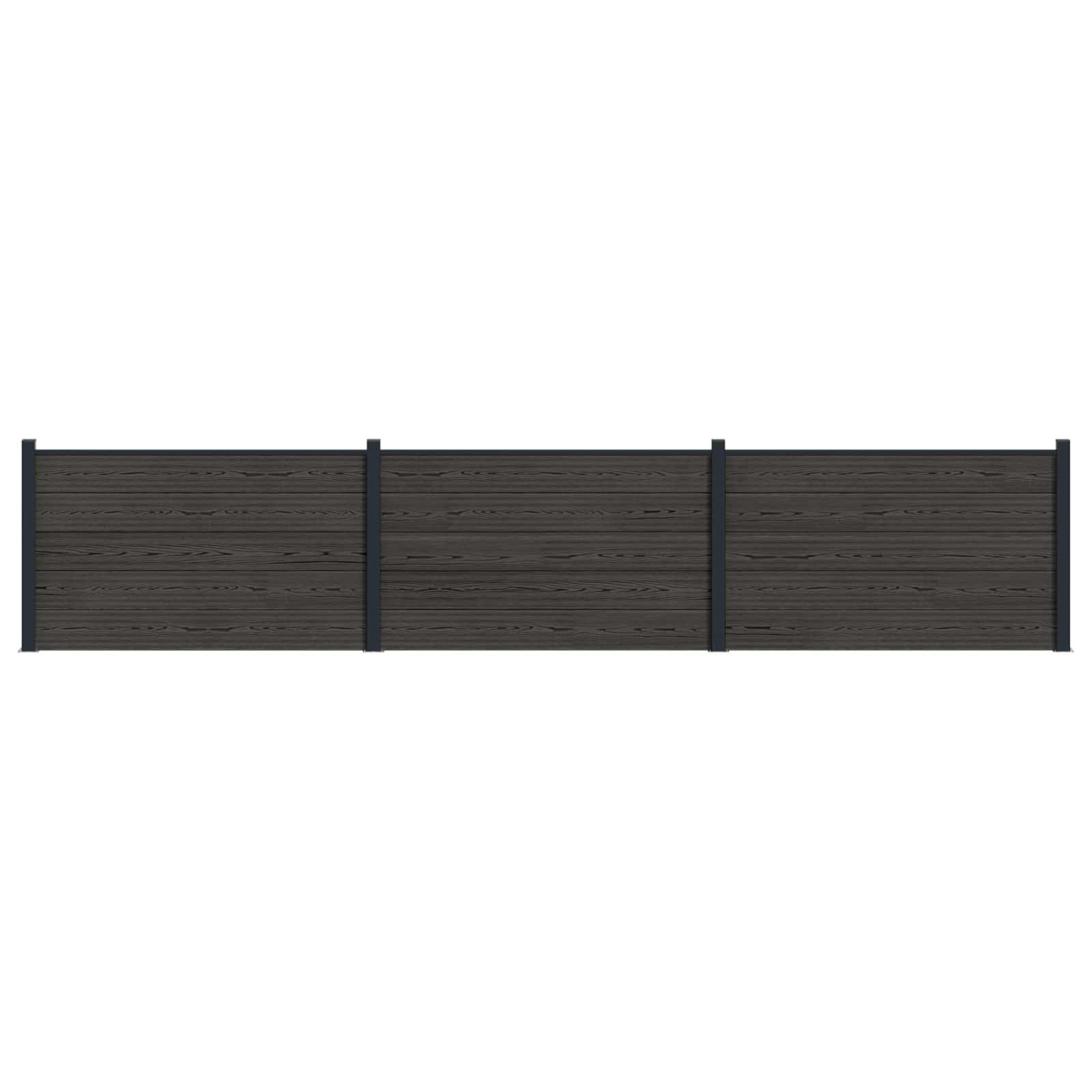 Hegnspanel 3 stk WPC og Aluminium Sort