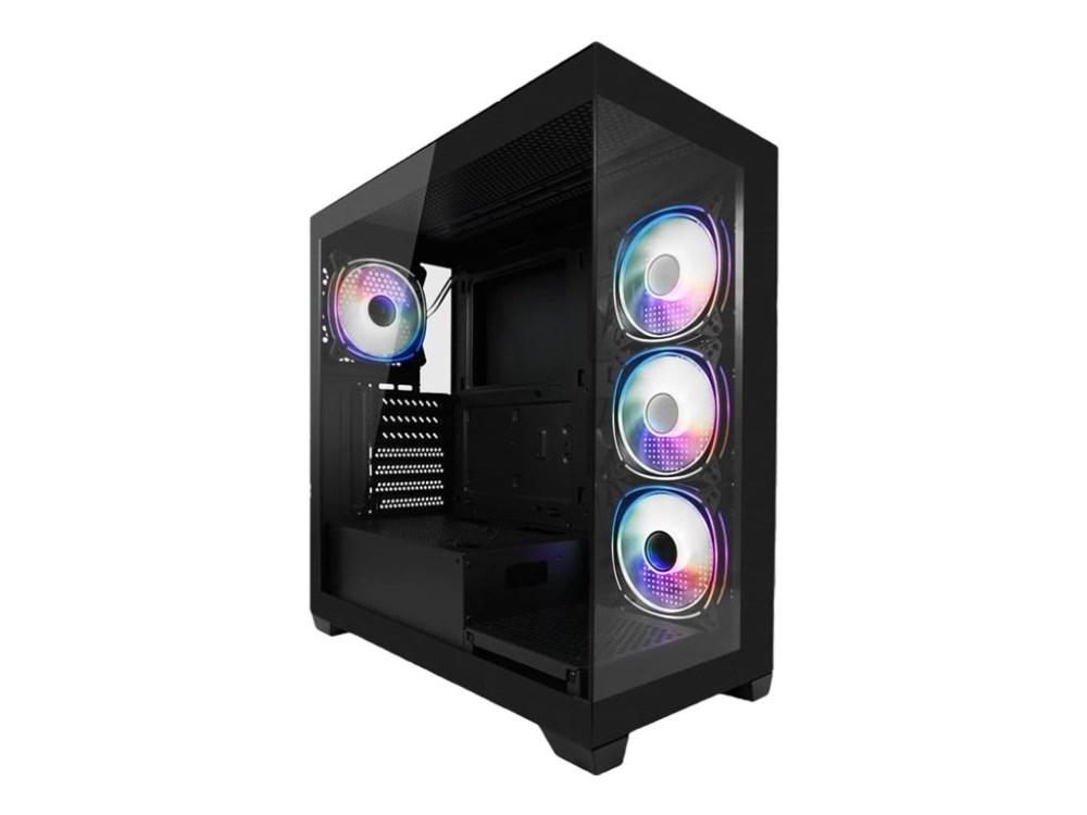 LC-POWER LC-715B-ON midi tower pc-kabinet - sort med RGB-blæsere