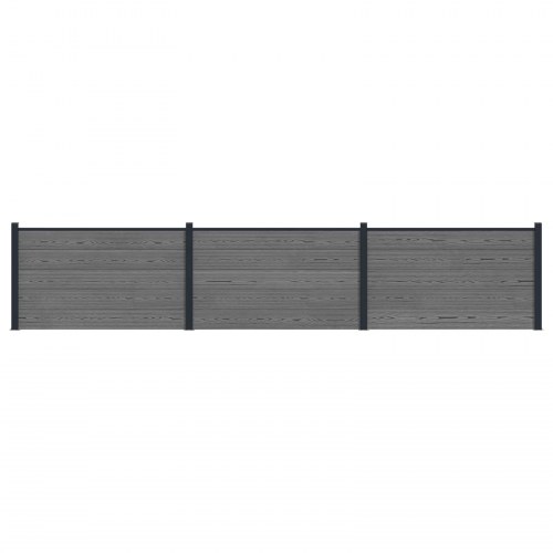 Hegnspanel 3 stk WPC og Aluminium Grå