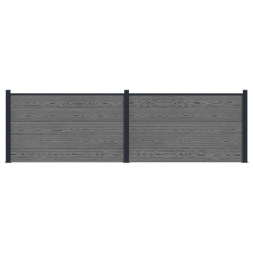 Hegnspanel 2 stk WPC og Aluminium Grå