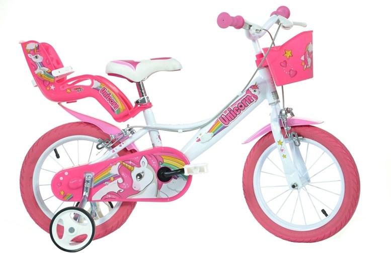 Dino Bikes 144R-UN børnecykel 14" - stål, pink/hvid, bycykel