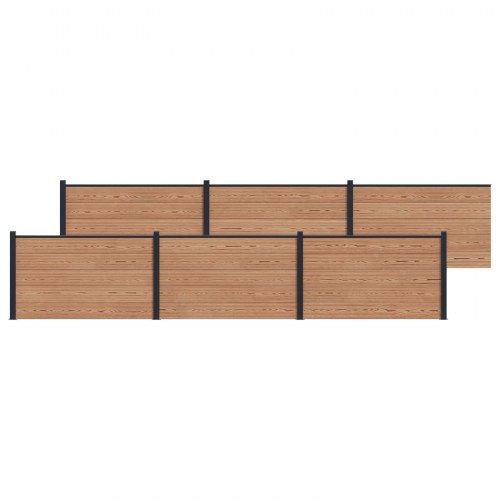Hegnspanel 6 stk WPC og Aluminium Brun