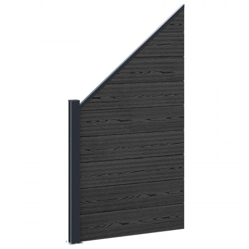 Hegnspanel 11 stk WPC og Aluminium Sort