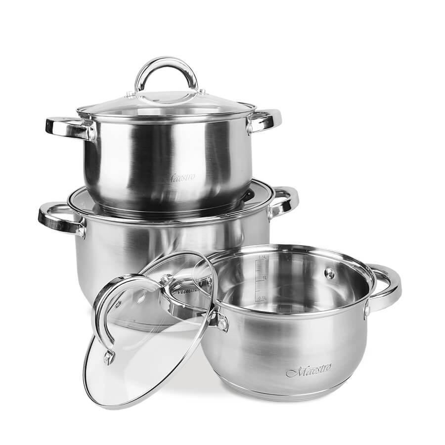 Maestro MR-2120-6L - grydesæt i rustfrit stål, 6 dele