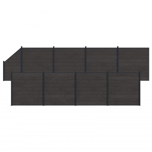 Hegnspanel 9 stk WPC og Aluminium Sort