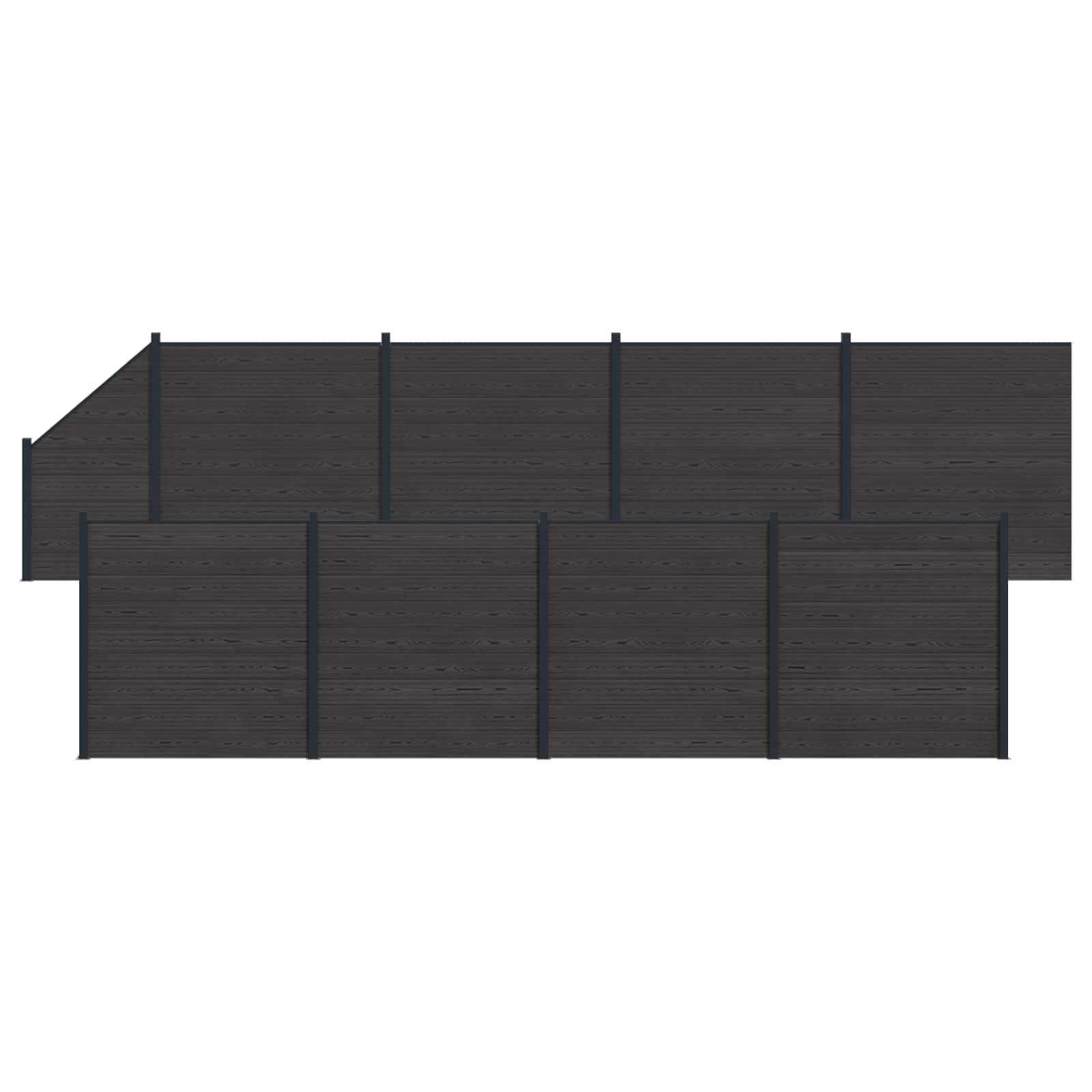 Hegnspanel 9 stk WPC og Aluminium Sort