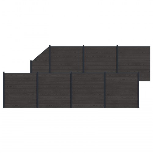 Hegnspanel 8 stk WPC og Aluminium Sort
