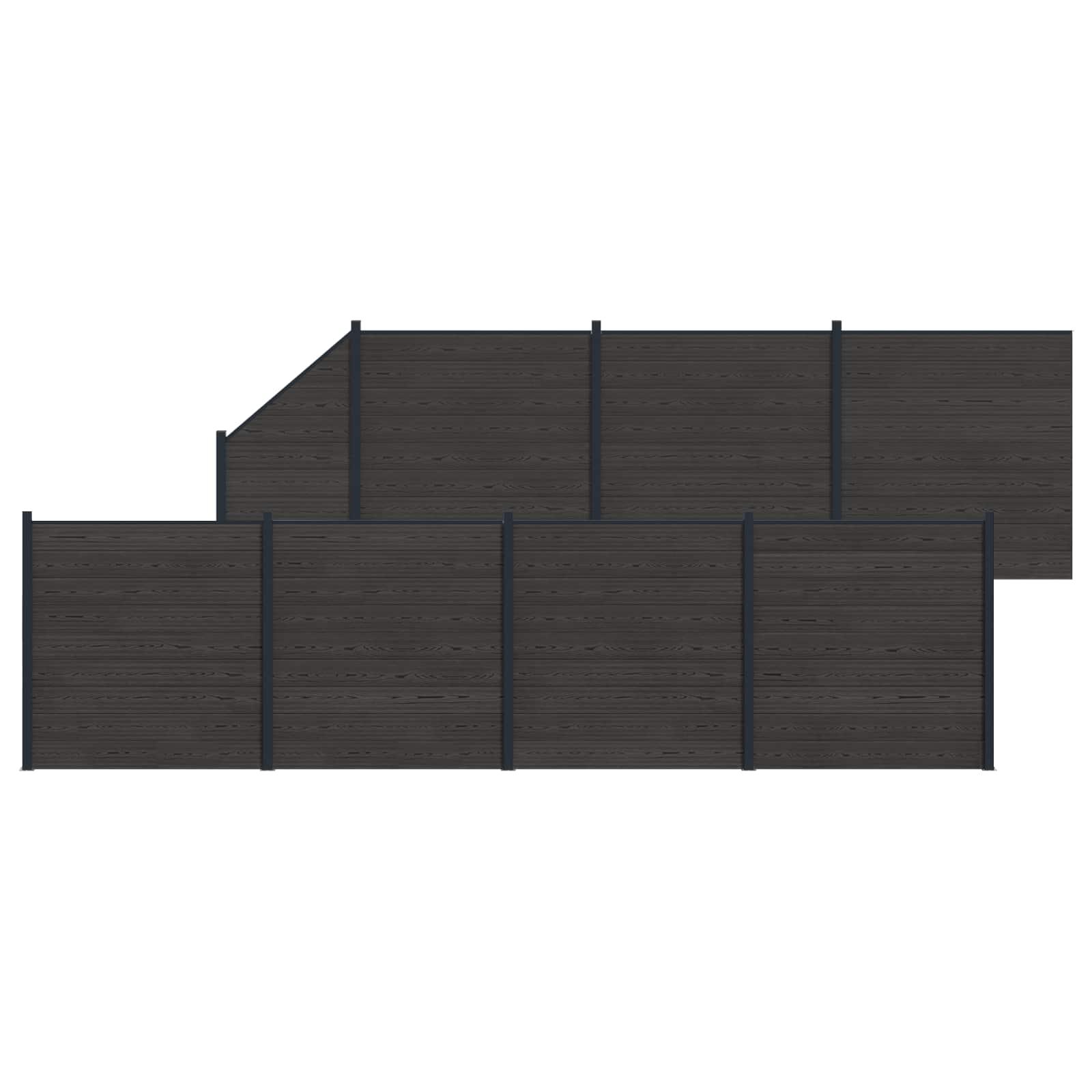 Hegnspanel 8 stk WPC og Aluminium Sort
