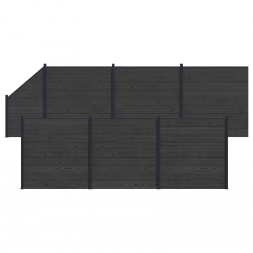 Hegnspanel 7 stk WPC og Aluminium Sort