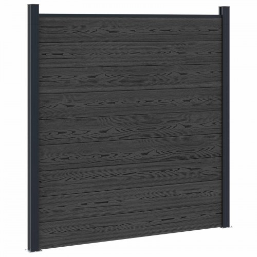 Hegnspanel 7 stk WPC og Aluminium Sort