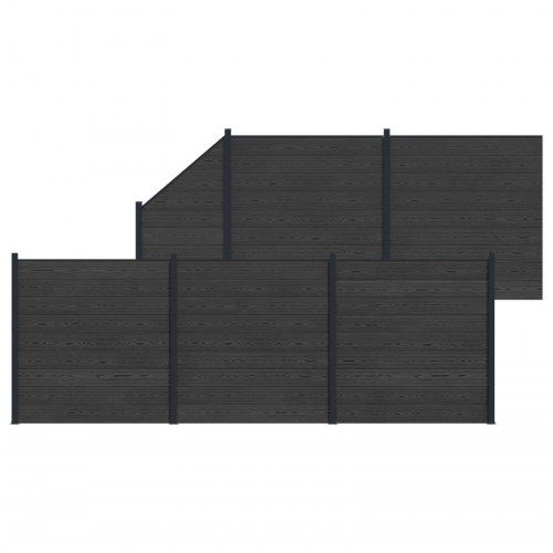 Hegnspanel 6 stk WPC og Aluminium Sort