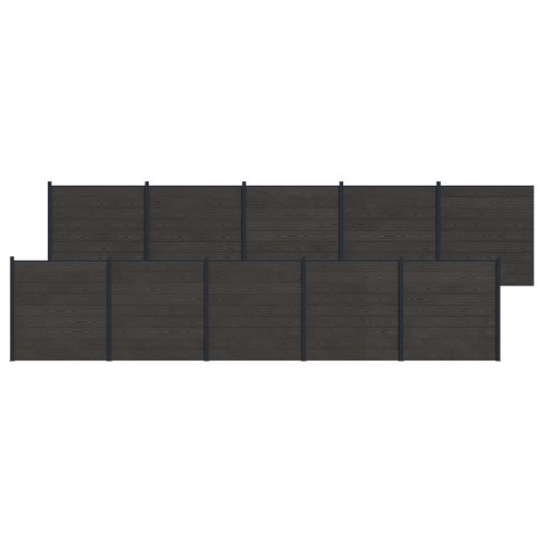Hegnspanel 10 stk WPC og Aluminium Sort