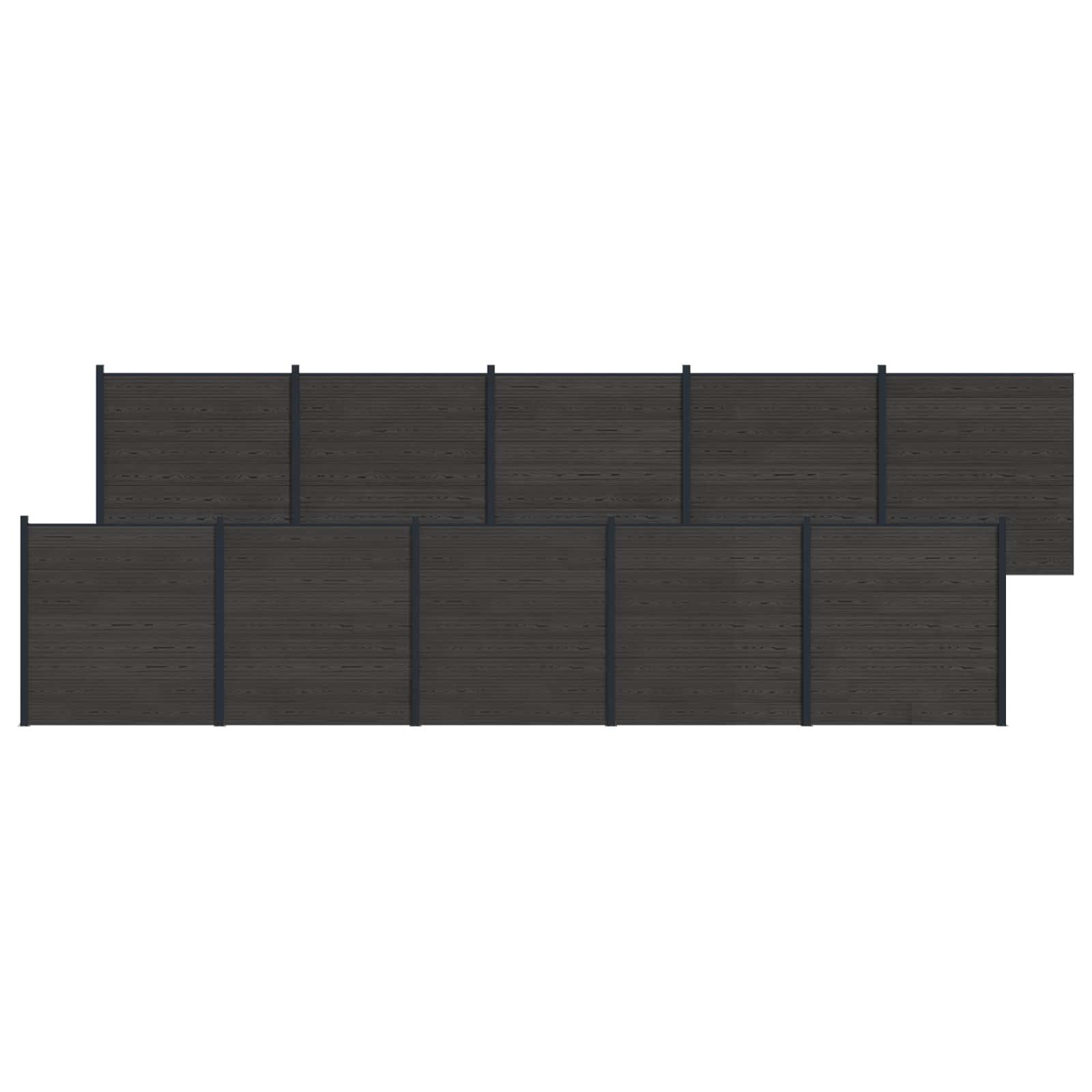 Hegnspanel 10 stk WPC og Aluminium Sort