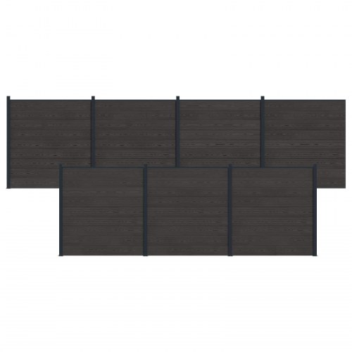 Hegnspanel 7 stk WPC og Aluminium Sort