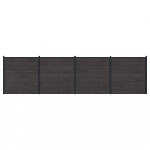 Hegnspanel 4 stk WPC og Aluminium Sort