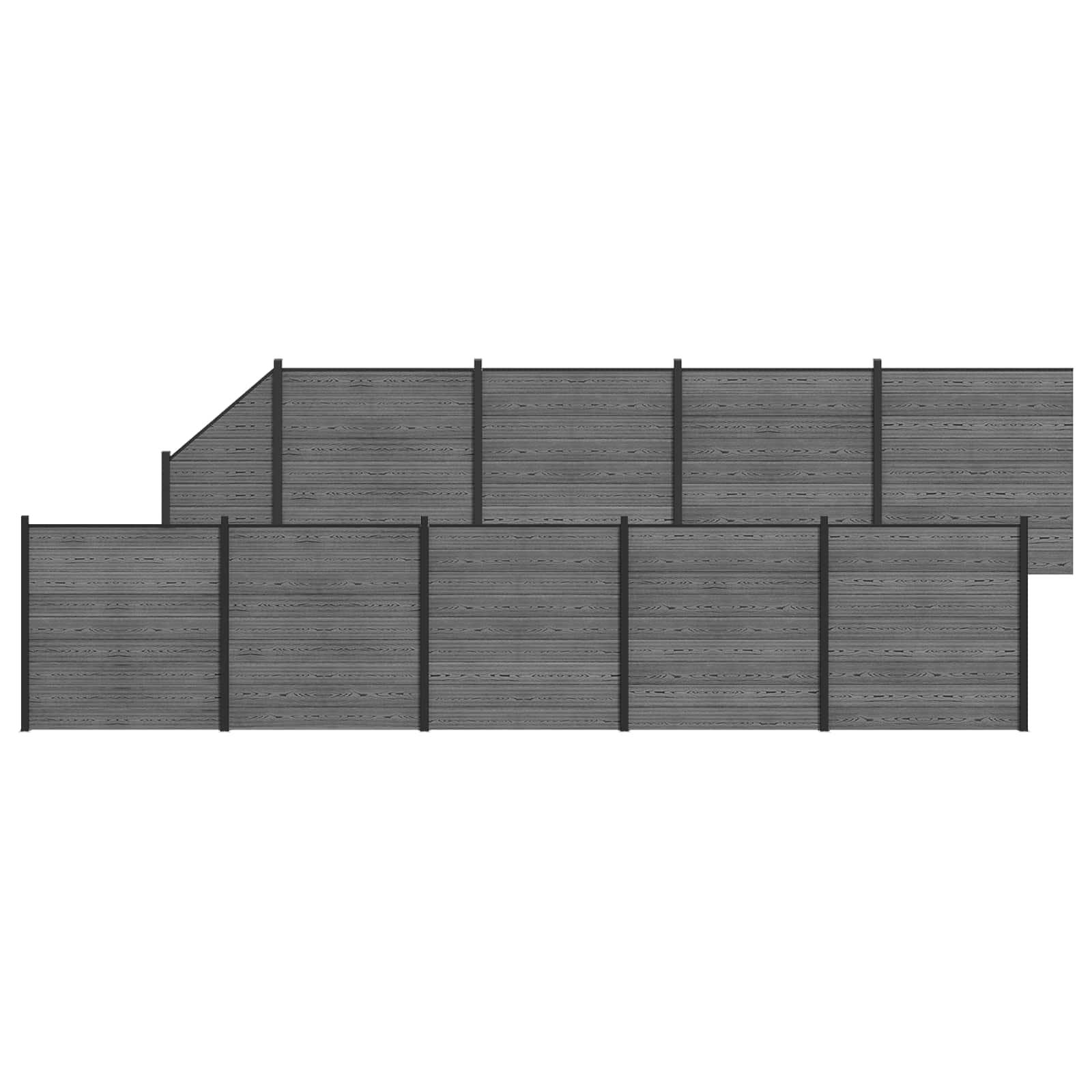 Hegnspanel 10 stk WPC og Aluminium Grå