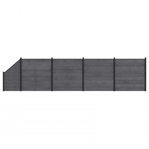 Hegnspanel 5 stk WPC og Aluminium Grå