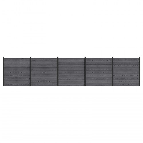 Hegnspanel 5 stk WPC og Aluminium Grå