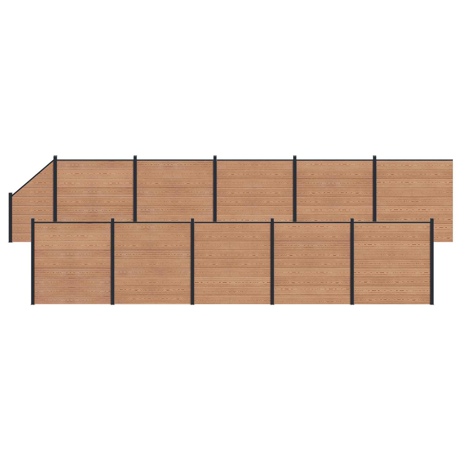 Hegnspanel 11 stk WPC og Aluminium Brun