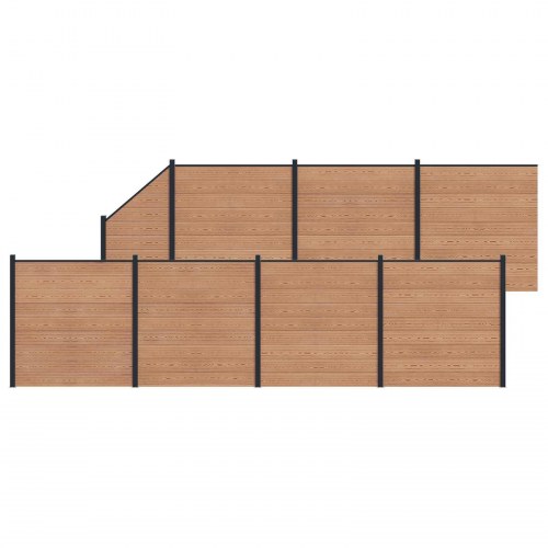 Hegnspanel 8 stk WPC og Aluminium Brun