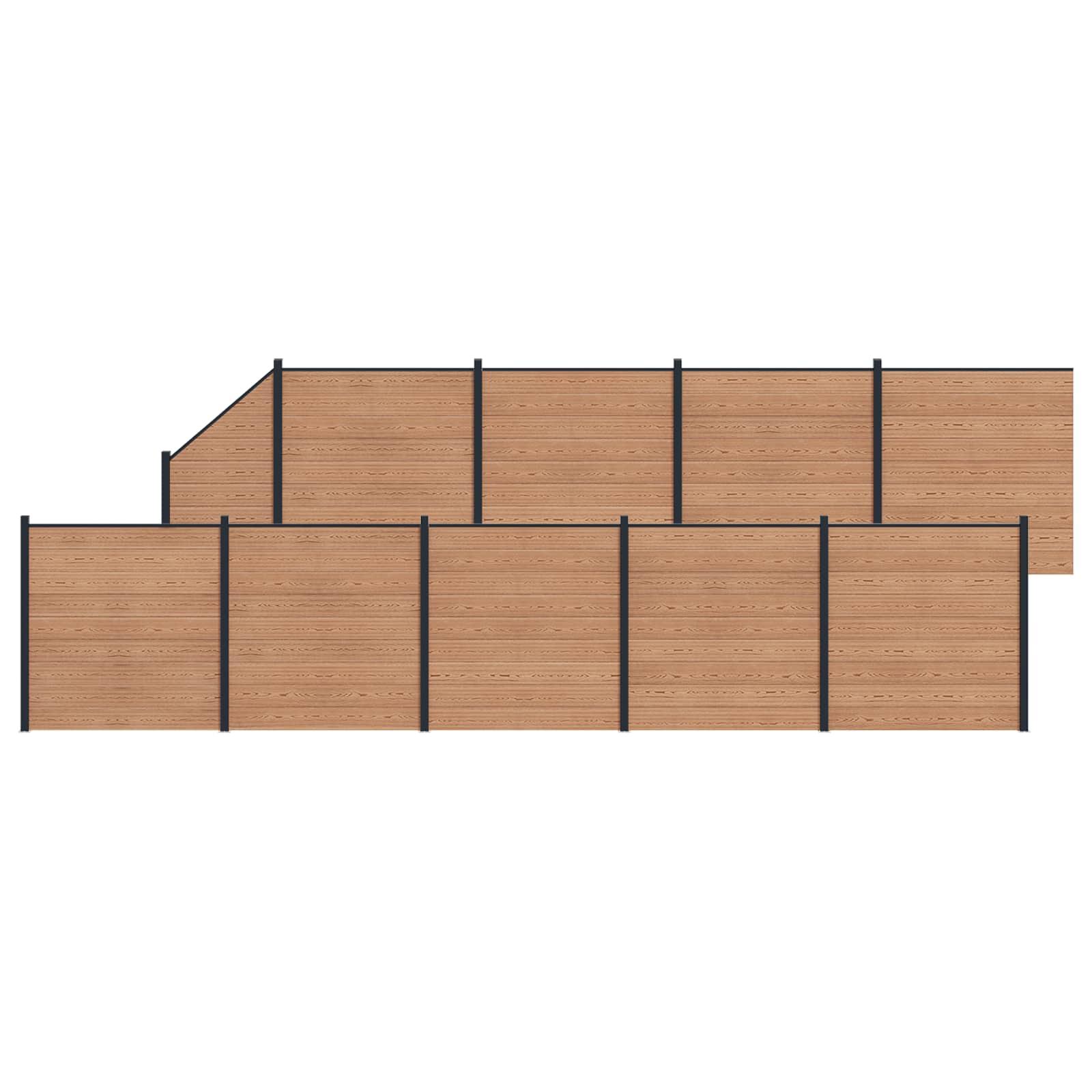 Hegnspanel 10 stk WPC og Aluminium Brun