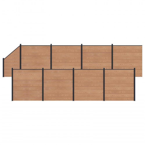 Hegnspanel 9 stk WPC og Aluminium Brun