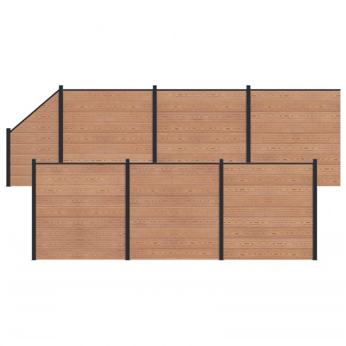 Hegnspanel 7 stk WPC og Aluminium Brun