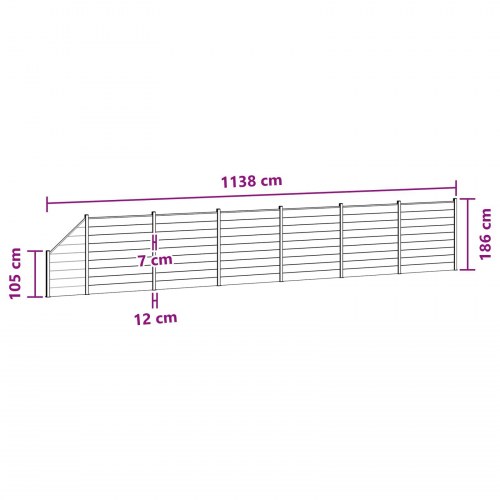 Hegnspanel 7 stk WPC og Aluminium Brun