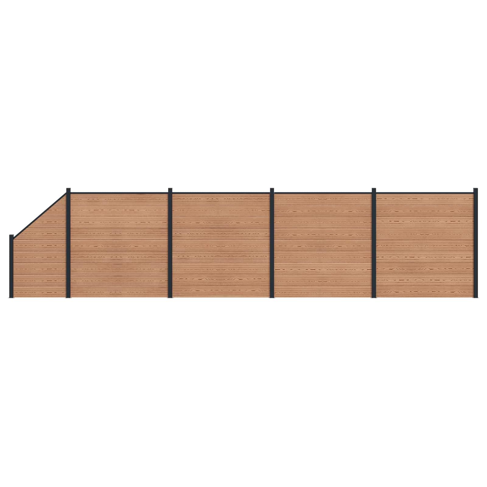 Hegnspanel 5 stk WPC og Aluminium Brun