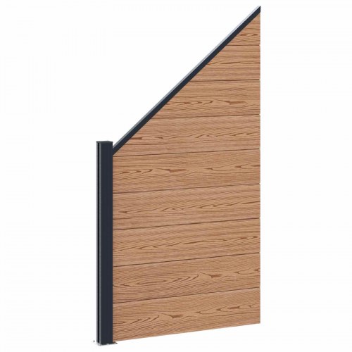 Hegnspanel 3 stk WPC og Aluminium Brun