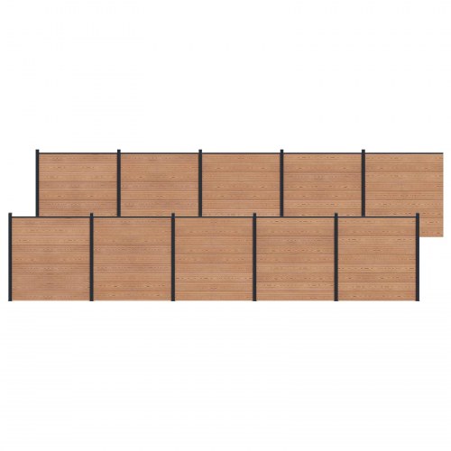 Hegnspanel 10 stk WPC og Aluminium Brun