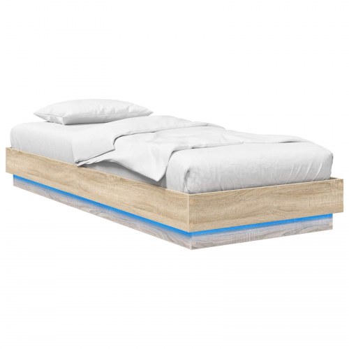 Senge ramme med LED Sonoma-eg 80 x 200 cm Konstrueret træ