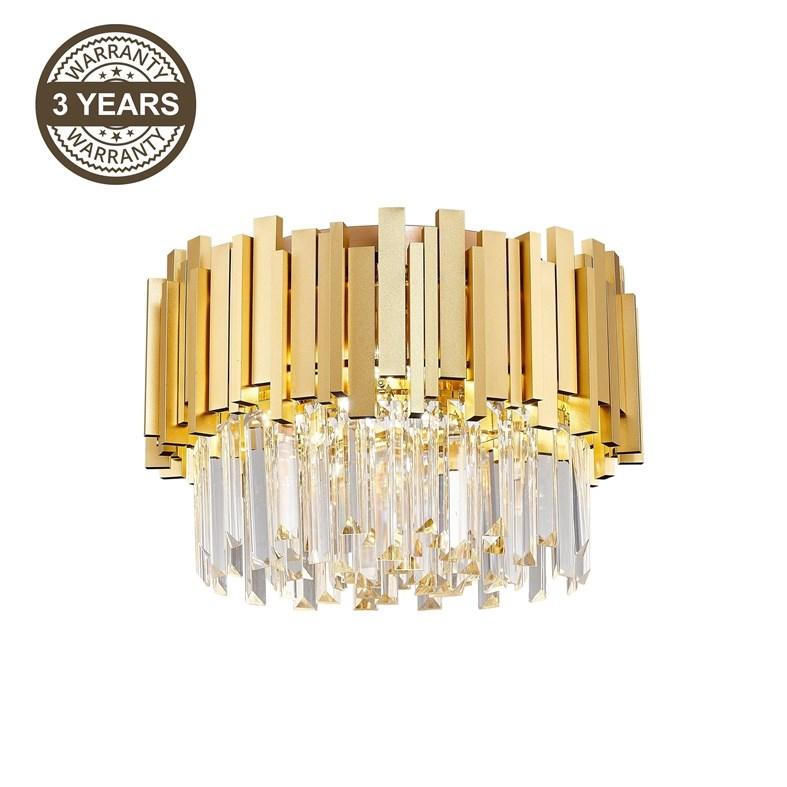 Loftlampe Sanna 4 x E14 - krystal og guld, model 19115C-M