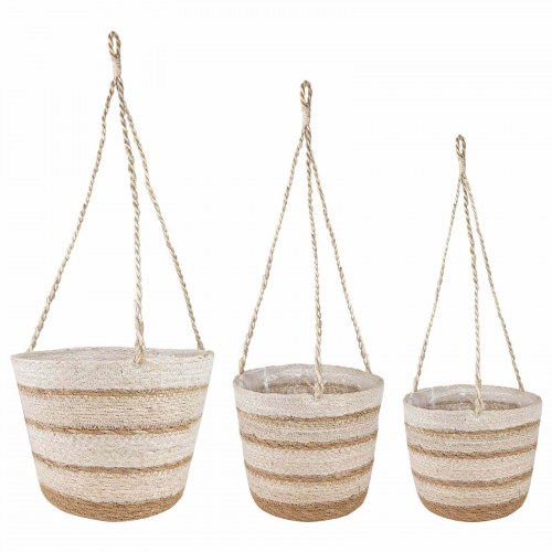 Søgræs Planterkurve 3 stk Naturlig, hvid og beige Ø26 x 19 cm