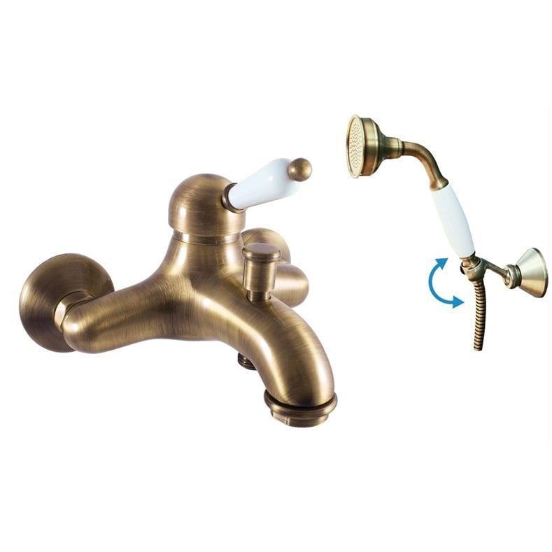 Badekarsarmatur med brusehoved - vintage lever, model L554.5/2SM