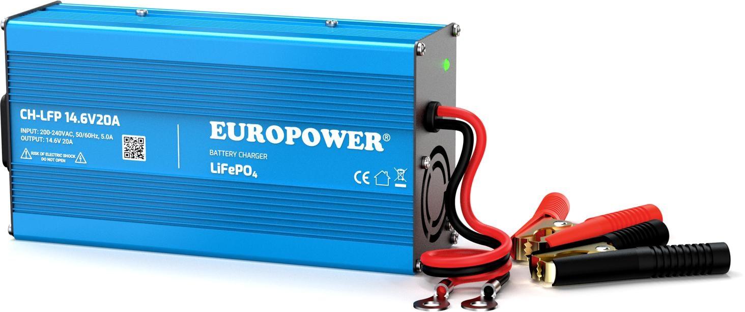 Europower CH-LFP/12/20 LiFePO4 batterilader 14,6 V 20 A - med krokodilleklemmer billede