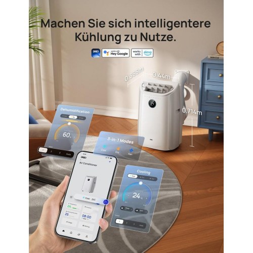Dreo 515S mobil aircondition - 10.000 BTU, 1,5 l, 65 dB, 3.500 W - hvid