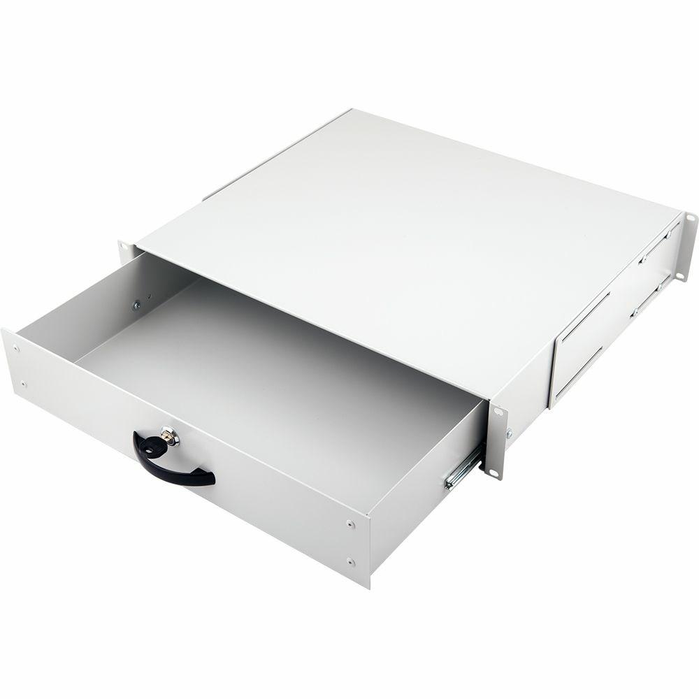 EQUIP låsbar 19" skuffe, 2U - RAL 7035 lysegrå