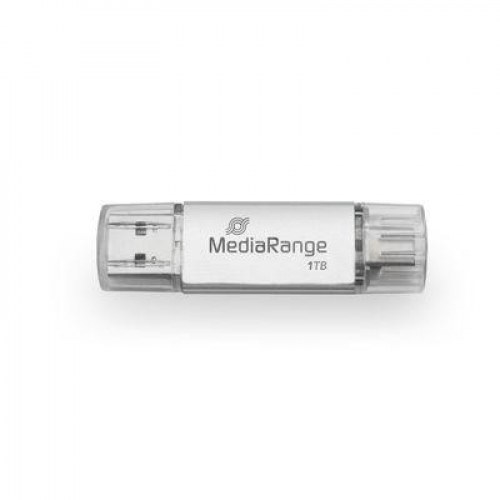 MediaRange MR941-1 USB flashdrive 1 TB - USB-A/USB-C 3.2 Gen 1, sølv