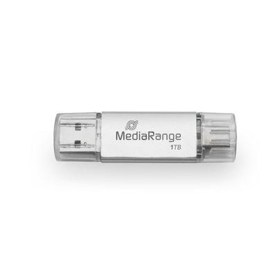 MediaRange MR941-1 USB flashdrive 1 TB - USB-A/USB-C 3.2 Gen 1, sølv