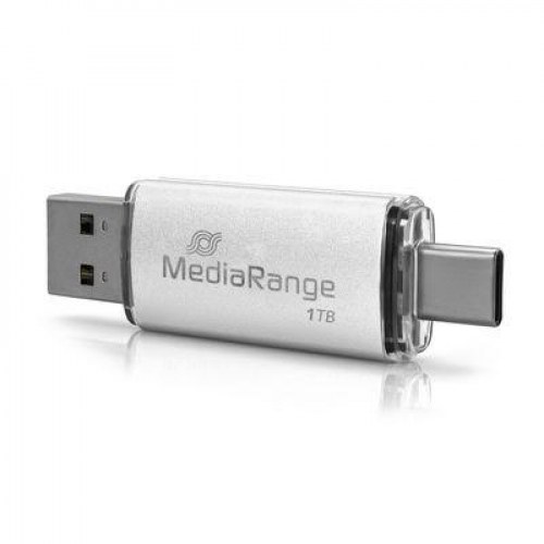 MediaRange MR941-1 USB flashdrive 1 TB - USB-A/USB-C 3.2 Gen 1, sølv