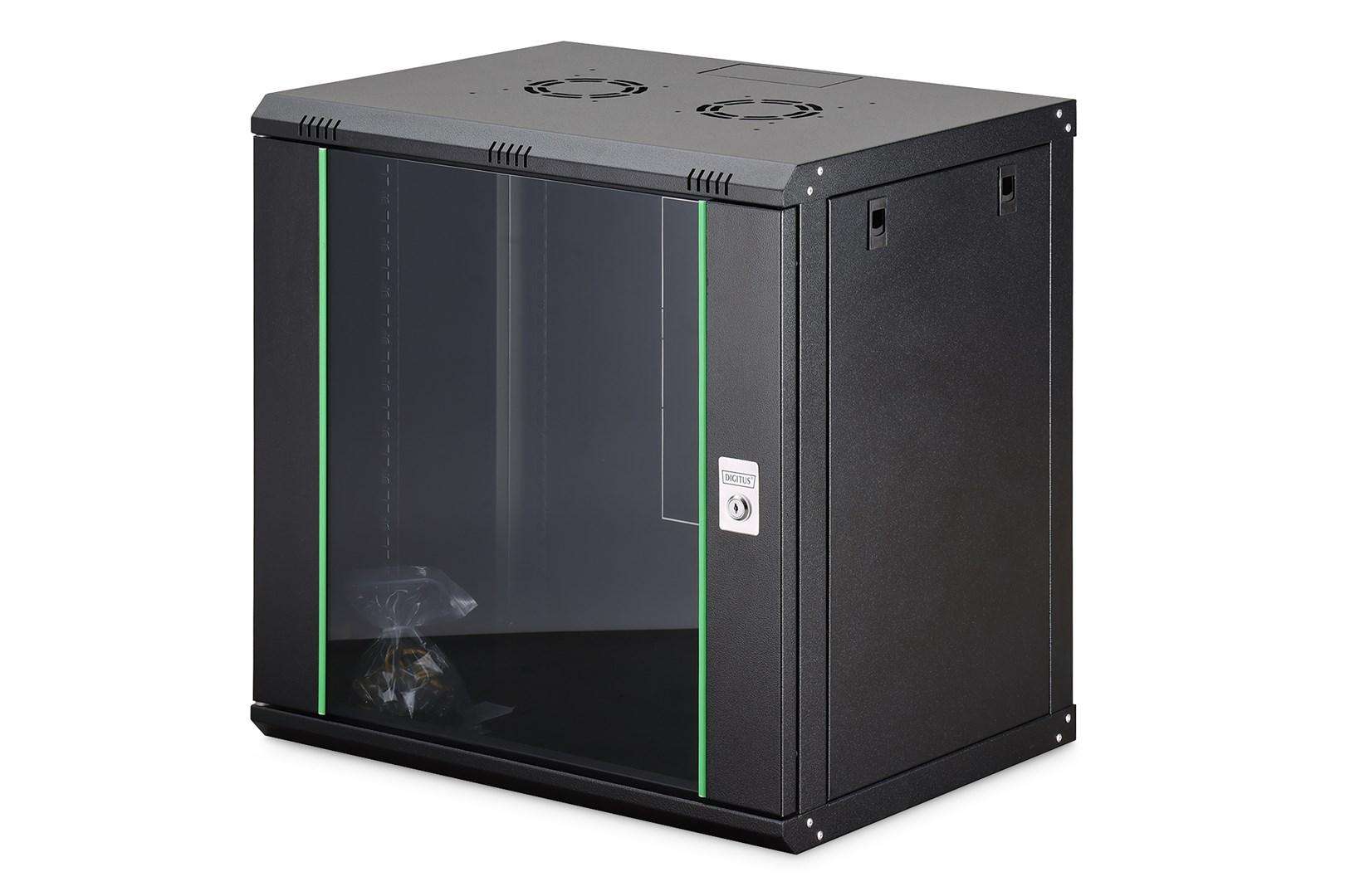 DIGITUS vægskab Dynamic 12U - 60,7 × 60,0 × 45,0 cm, sort