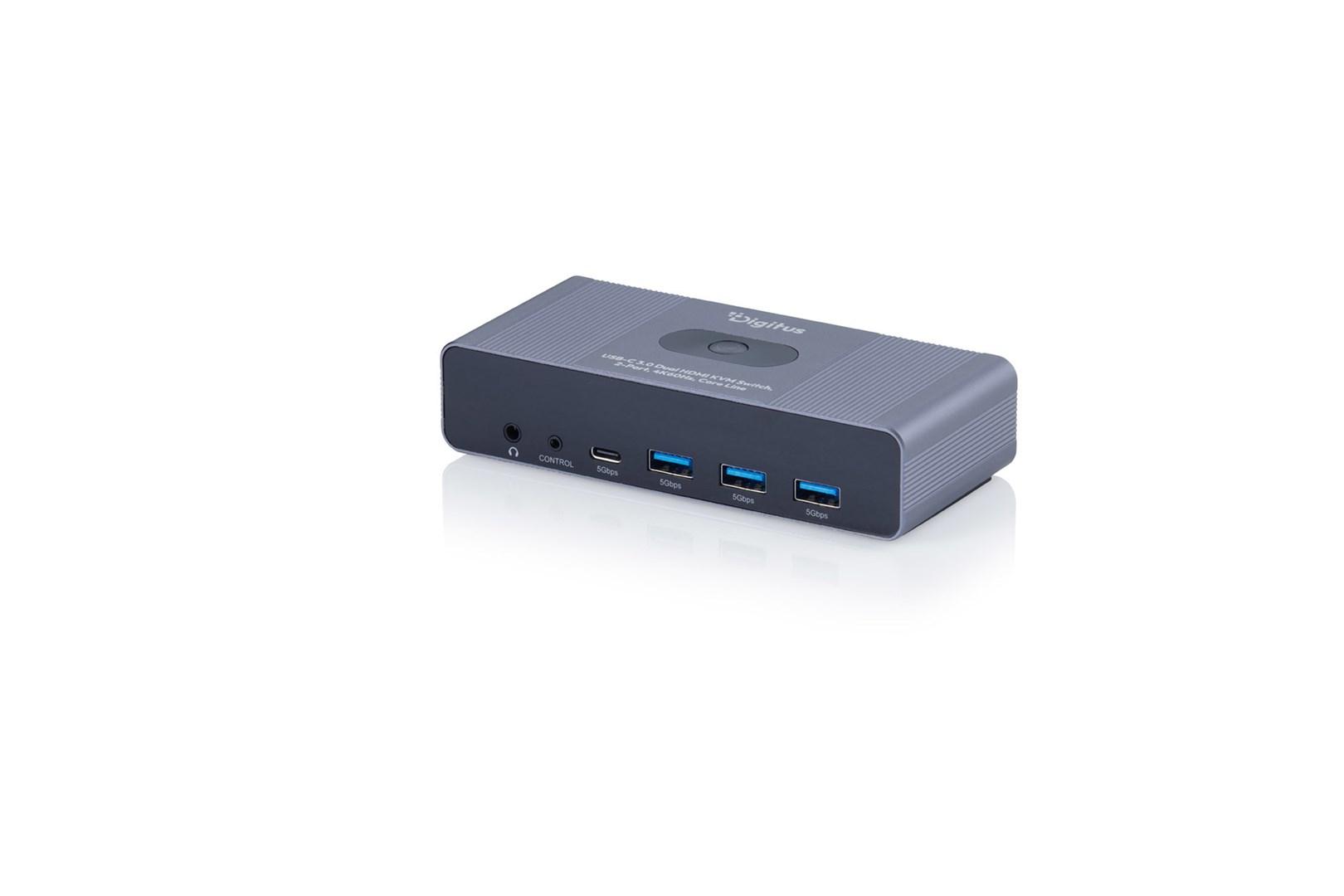 DIGITUS USB‑C 3.0 Dual HDMI KVM-switch, 2‑port, 4K 60 Hz - Core Line