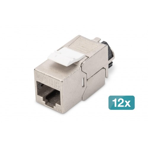 DIGITUS CAT 6A keystone‑modul, skærmet med intelligent kabelstyring - 12 stk.
