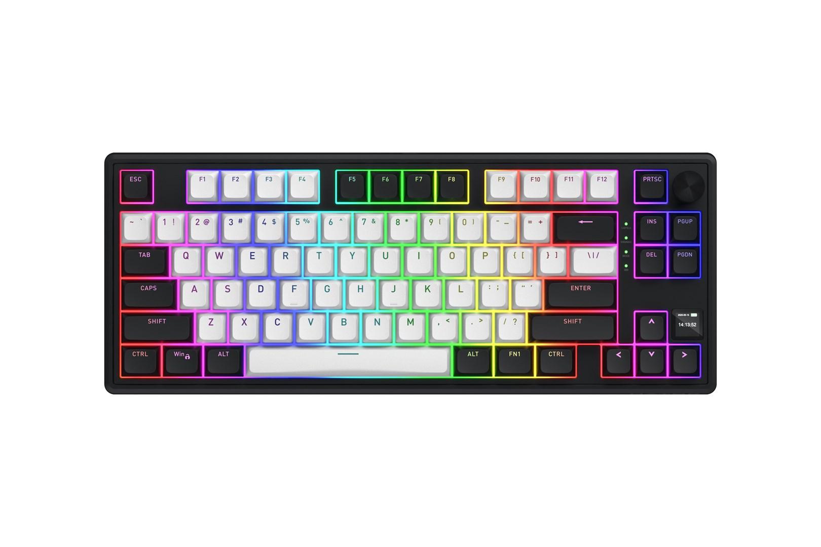 HATOR Skyfall 80 MAG ULTIMA 8K - trådløst gamingtastatur, USB/RF/Bluetooth, RGB, US ANSI - Sort/Hvid