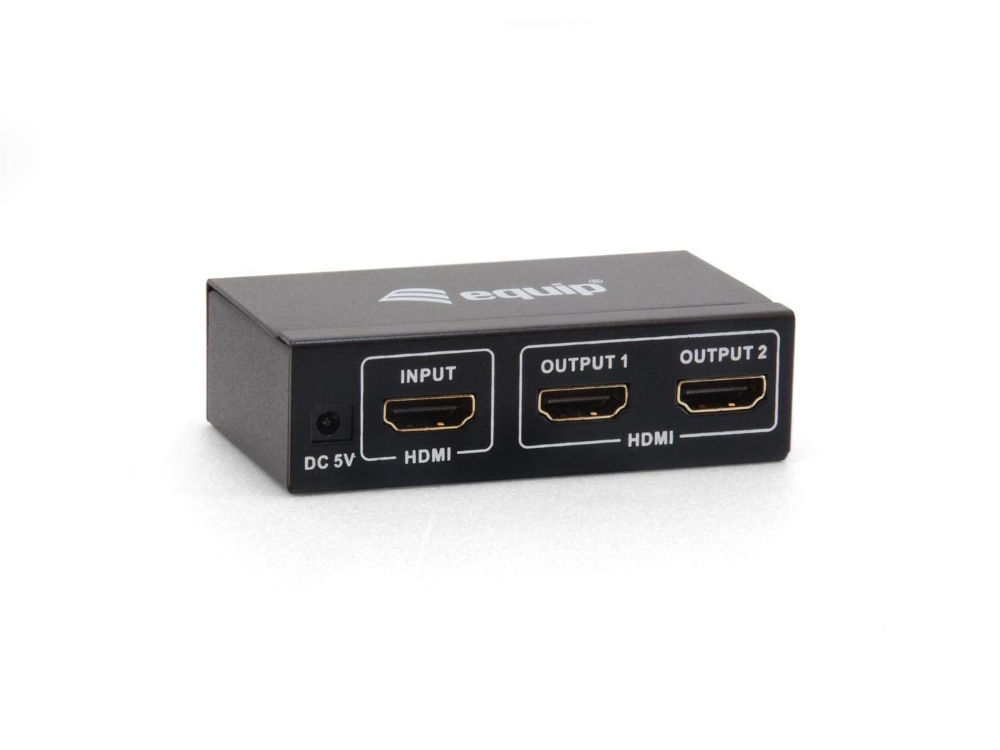 Equip 2-port HDMI-splitter - 1 til 2 skærme, HDMI 1.4